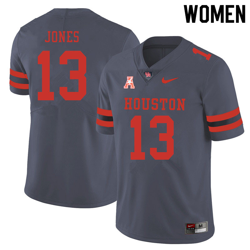 Women #13 Marcus Jones Houston Cougars College Football Jerseys Sale-Gray